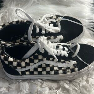 Madewell X Vans Old Skool Checked Calf Hair Sneakers Women’s (6.5) Men’s (5.0)